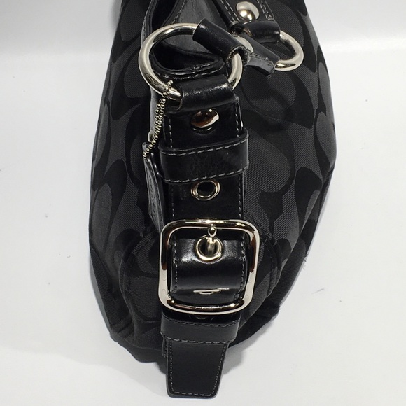 Coach Zoe Signature Jaquard Black Bag Silver Trim Large Excellent NO F0866-12667 - Picture 3 of 9
